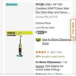 Ryobi One + HP Wet Mop And Vacumm