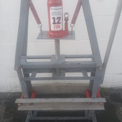 12 Ton Hydraulic Shop Press – Custom Built w/ Pittsburgh Bottle Jack – Heavy Duty