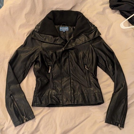 Women's Black Faux Leather Jacket