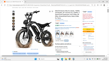 ESKUTE V200  Fat Tire Electric Bike 1500W