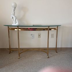 Mid-Century/Hollywood Regency Style Brass and Glass Table