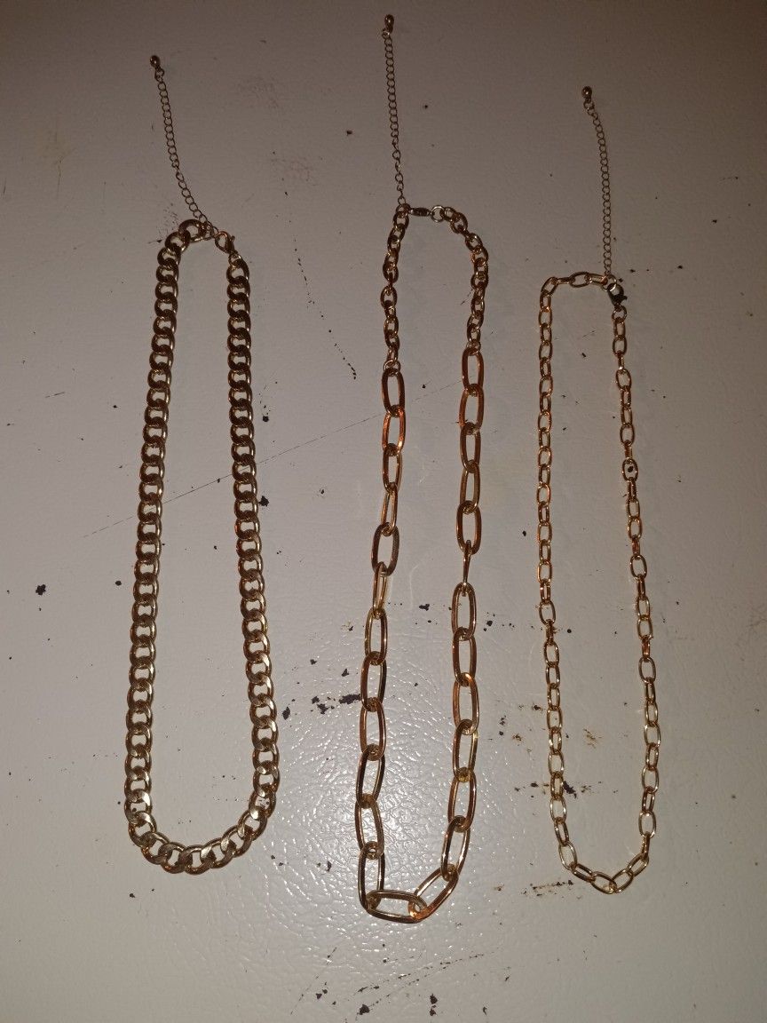 Lot Of Three Paparazzi Gold Necklaces 