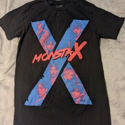 MONSTA X Black/ Neon Pink Logo T-Shirt KPop
