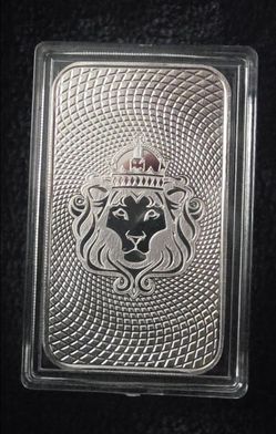 1oz .9999 Fine Silver Vortex Scottsdale Mint Bar, Crowned Lion
