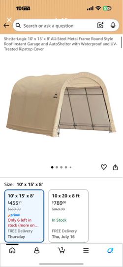 ShelterLogic 10x15x8 Instant Garage AutoShelter