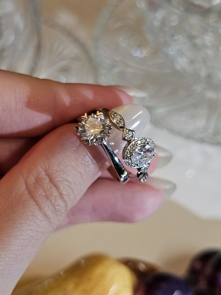 Bundle Of 2 Engagement Ring Set Wedding Gift 925