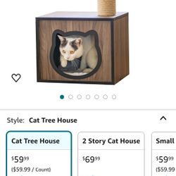 Outdoor Cat House, Small Cat Tree House, Cat Trees for Indoor Cats, Cat House with Cat Hammock