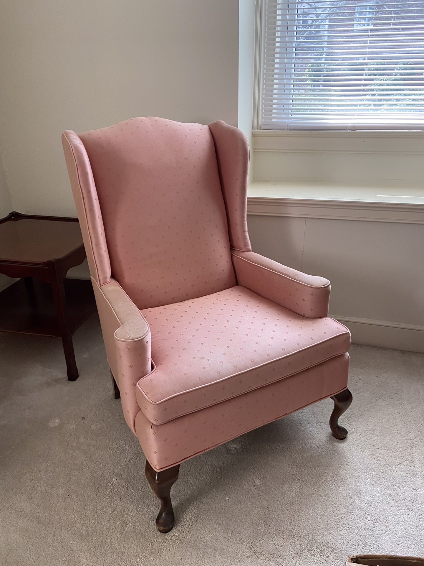 Vintage Chippendale Upholstered Wingback Chair