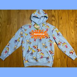 Nickelodeon Hoodie Sweatshirt W/ 90s Cartoons All Over Print Men’s Sz Medium New