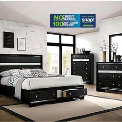 4pcs Queen Size Bedroom Set w. Mattress Included 