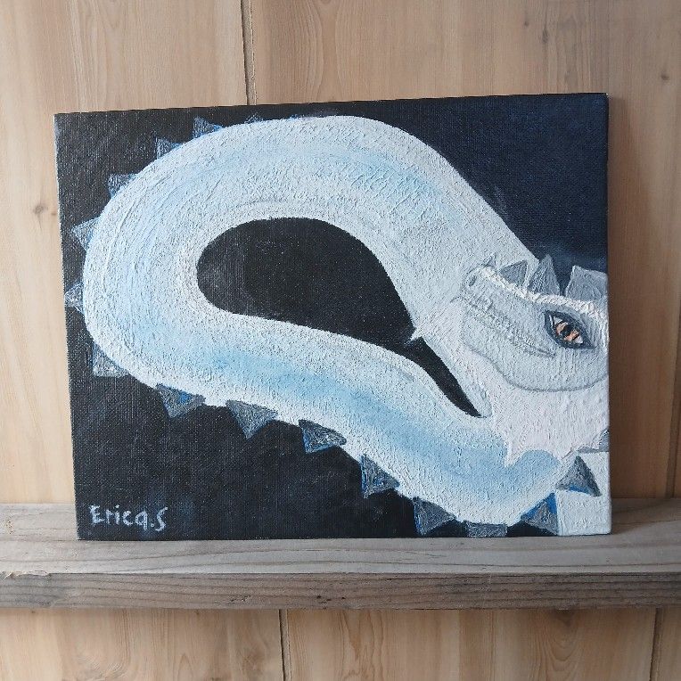 Ice Dragon Painting, Oil Paint