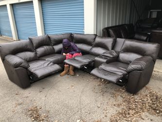 Brown Leather Sectional Couch