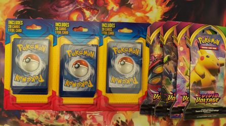 3 Pokemon Mystery Packs And 4 Vivid Voltage Art Set Booster Packs