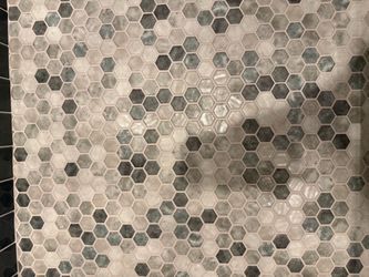 Shabby Green Matte Hex Glass Mosaic Tile – Unused Sheets