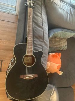 Black Acoustic-Electric Guitar with Hard Case