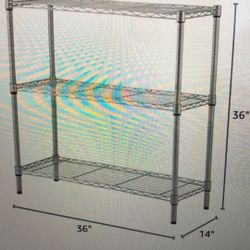 Wire Shelving Steel Frame 36 X 14 X 36 Silver Chrome Laundry Room Closet Garage pantry College Dorm Storage