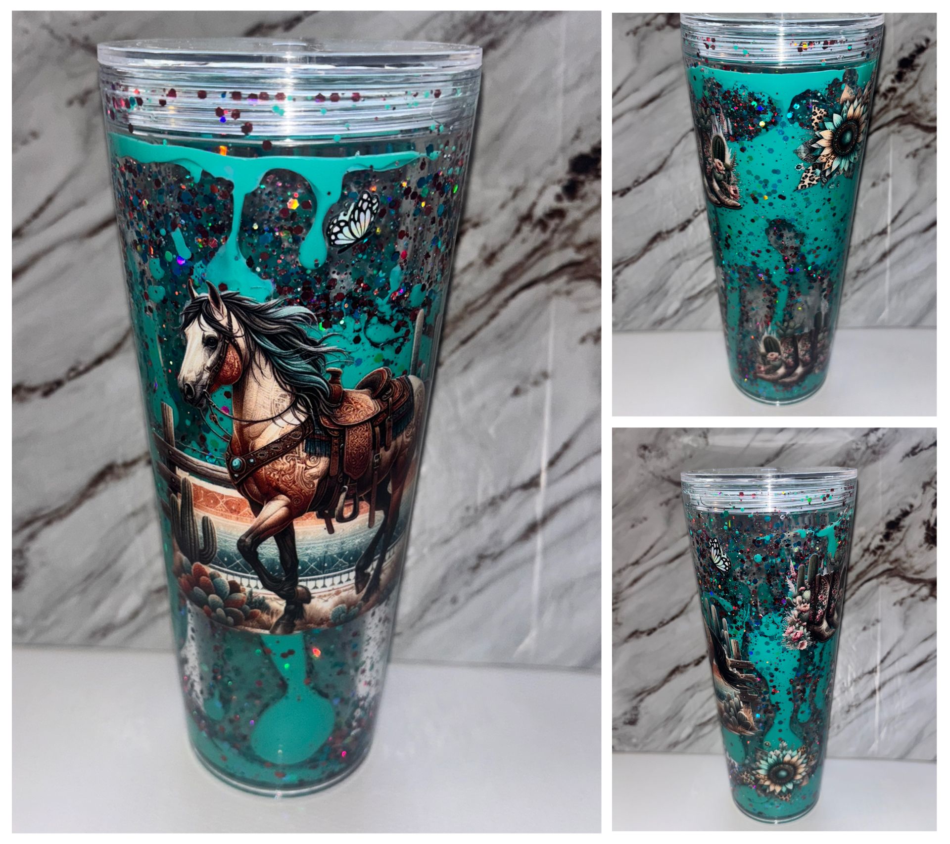 24oz Western horse theme lava cup