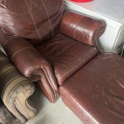  Ethan Allen Leather Chair + Ottoman – $125 OBO