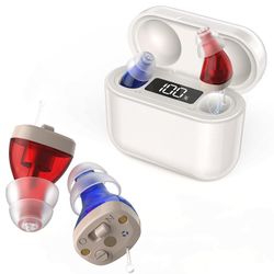 Hearing Aids for Seniors Rechargeable with Noise Cancelling No Whistling, Rechargeable Hearing Amplifier with Storage and Charging Combo Portable Char