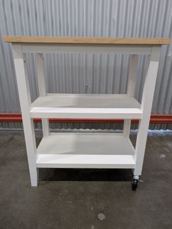 Charming Two-Tiered Trinity Wood Top Kitchen Cart