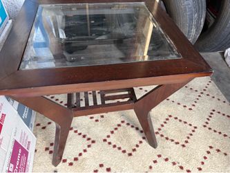 Wood & glass table.