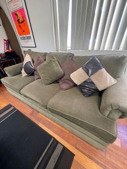 Olive Green Sofa - 3 Seat with Pillows