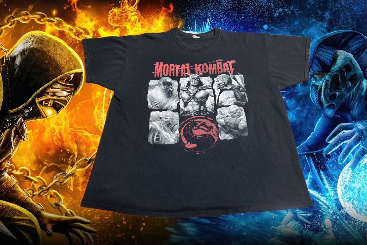 Y2K Vintage 2XL Mortal Kombat Black Tee - Arcade-Ready Style
