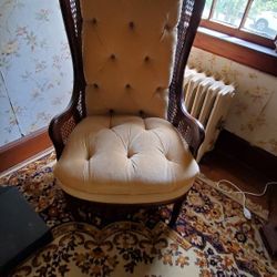 Vintage High Back Cushioned Arm Chair