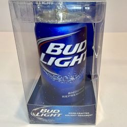 New Bud Light Beer Can Christmas Holiday Ornament 2014