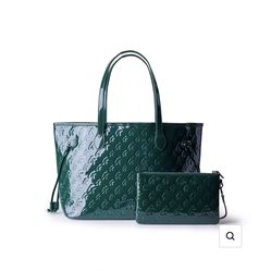 GLAMAHOLIC green monogram tote