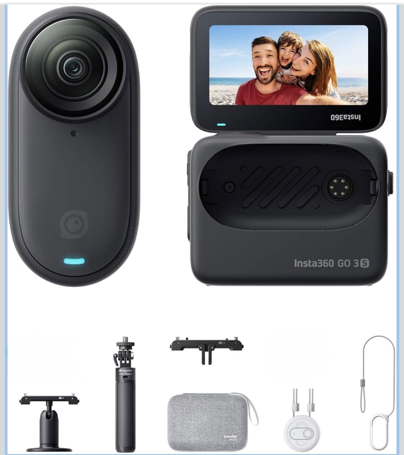 Insta360 GO 3S - 128 GB Ultimate Bundle Black 4K Tiny Portable Vlogging Camera, Hands-Free POVs, Mou