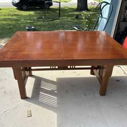 Real Wood Kitchen Table With 6 Chairs & 18inch Leaf Insert 