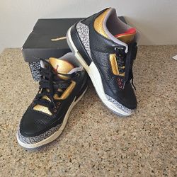 Nike Air Jordan Womens Air Jordan 3 Retro 'Black Gold' CK9246-067 Size 7 W/Box