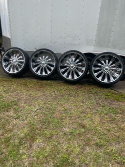 26” Chrome Wheels and Tires 5Lug
