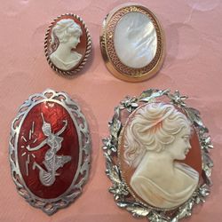 Set Of Cameo Brooches 