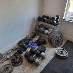 Assorted Free Weights Iron  to  Neoprene And Bars