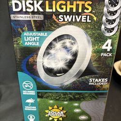 NEW 8 Pack Bell Howell Deluxe Disk Lights LED Solar Powered Stainless Steel