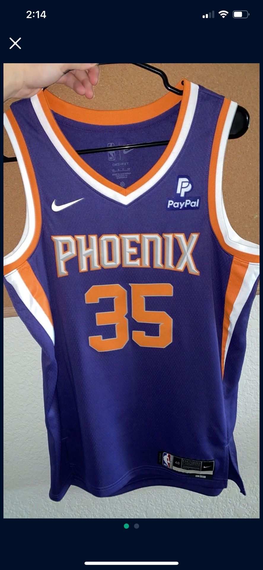 Kevin Durant Phoenix Suns Nike NBA Jersey Mens Small Size 40