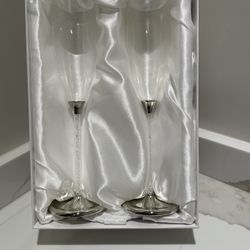 Z Gallerie Crystal Stemmed Champagne Flutes