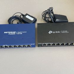  2 Gigabit Ethernet Network Switches – Netgear & TP-Link – 8 Port