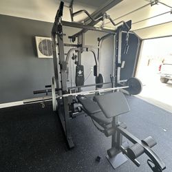 Vesta Fitness Smith Machine 2001 w/Bench Attachment | 230lb Bumpers Weights | 7ft Olympic Bar | Fitness | Gym Equipment | FREE DELIVERY 🚚 