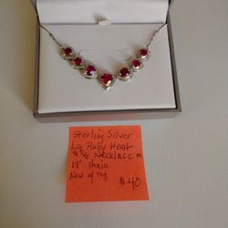 Sterling Silver  Ruby Heart Necklace