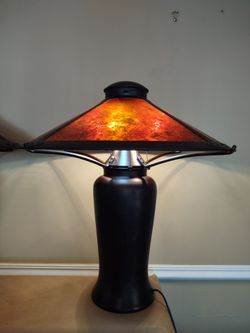 Pair of Mica Lamps Solid Copper Milk Can Style - 26" High. 24" Dia.