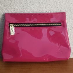 *YSL* Yves Saint Laurent Beaute Pink Patten Leather Makeup Bag.  