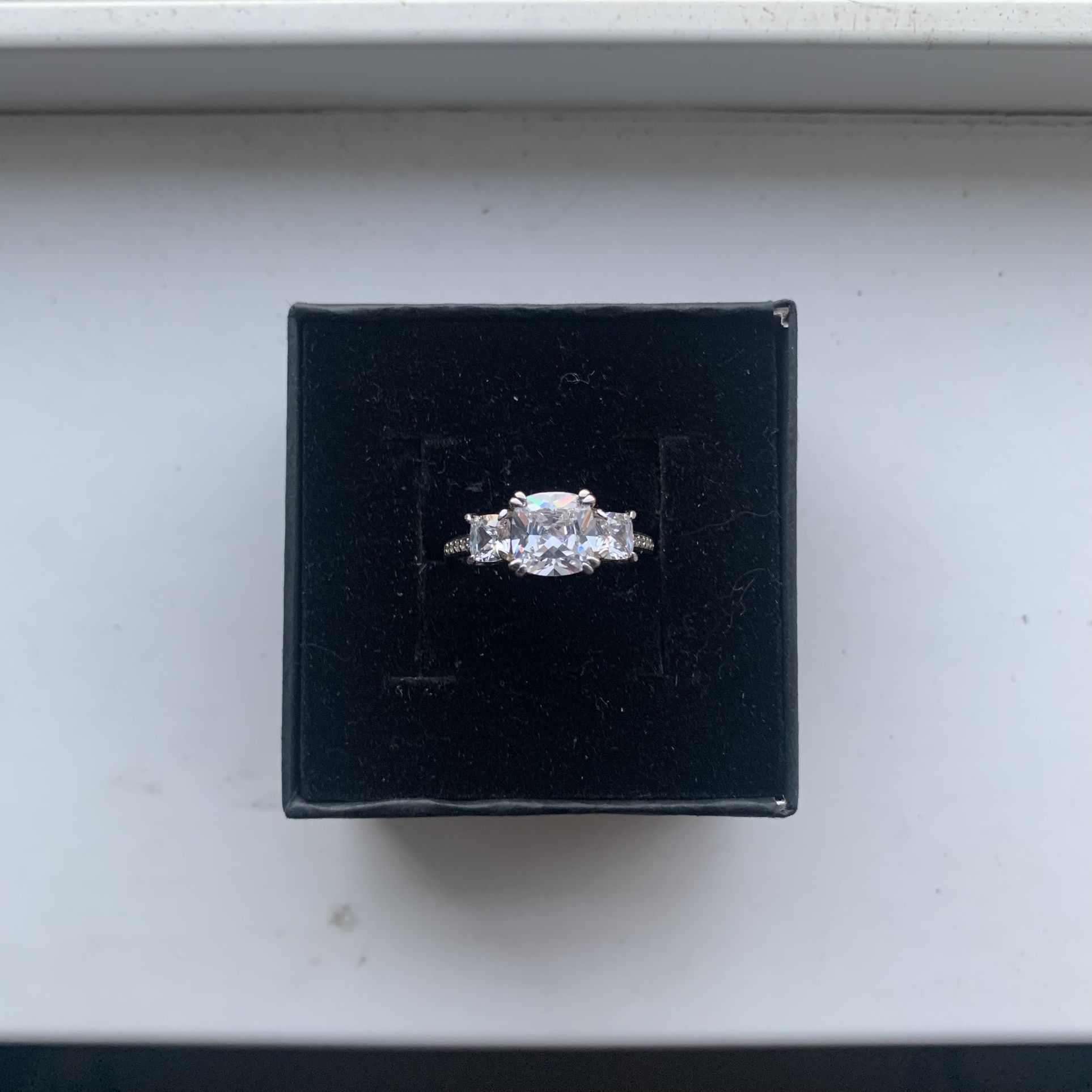 925 Sterling Silver Cubic Zirconia Vintage Style Ring Size 5