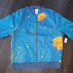 NEW Disney Marvel Black Panther Jacket Adult Large Blue Reversible Wakanda Bomber