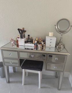 Heavy mirrored makeup vanity