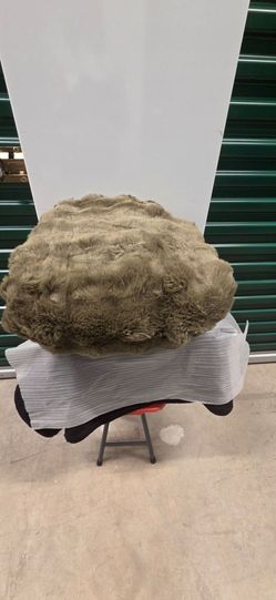 Olive Green Faux Fur Throw Pillow