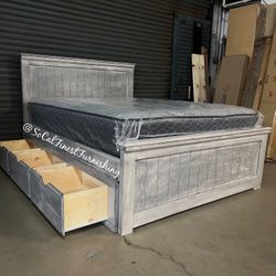 Queen Bed And Mattress With Drawers 
