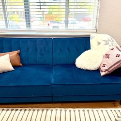 Blue Mid Day Century Convertible Sofa – Barely Used